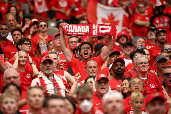 世界杯FIFA体育新闻：在2026年国际足联世界杯B组小组赛加拿大对阵瑞士的比赛中，加拿大队以1比2落败，赛后加拿大球迷表达了对球队的支持。