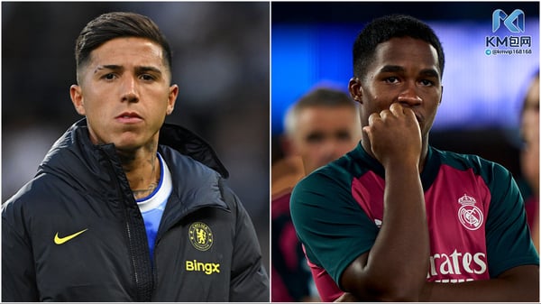 世界杯FIFA体育新闻:恩佐·费尔南德斯(左)和恩德里克成为今天八卦的头条新闻。 /迈克·休伊特/盖蒂图片社;迭戈·索托/盖蒂图片社
